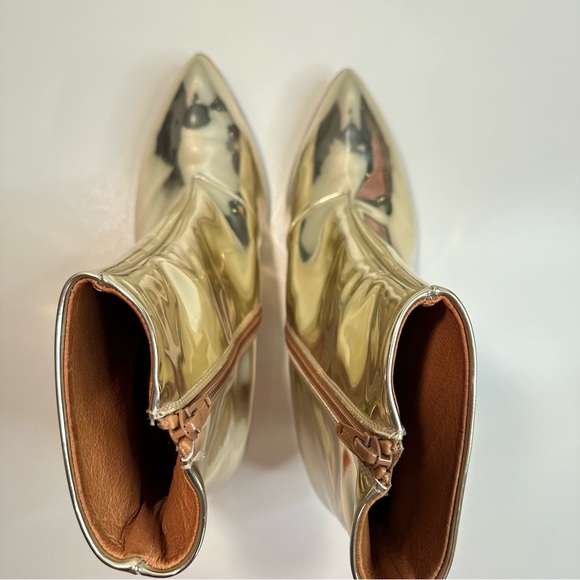 Free People Shiny Gold Ankle Booties Fall Swifties boho Patent Leather size 8 - Picture 11 of 12